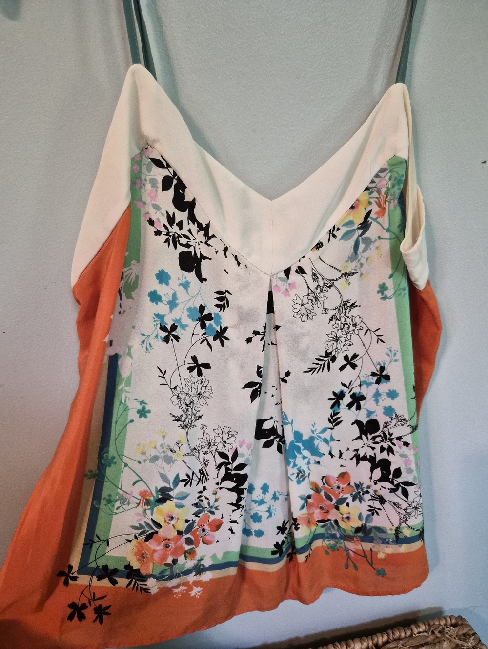 Maeve Floral V-Neck Camisole in Orange, Cream, Teal and Black